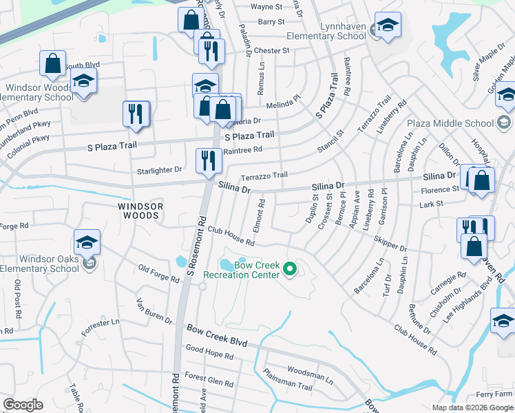 map of restaurants, bars, coffee shops, grocery stores, and more near 413 Kingswood Place in Virginia Beach
