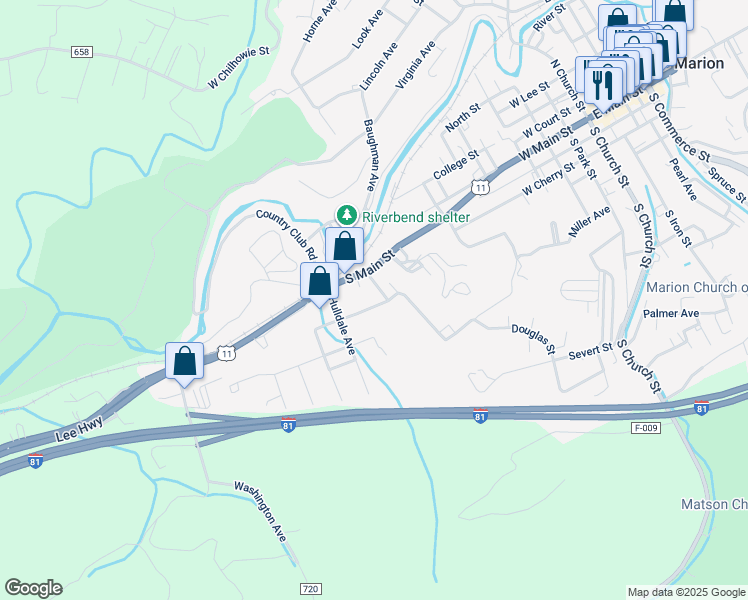 map of restaurants, bars, coffee shops, grocery stores, and more near 611 Dalton Street in Marion