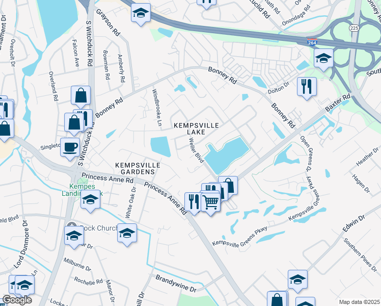 map of restaurants, bars, coffee shops, grocery stores, and more near 4804 Deming Court in Virginia Beach