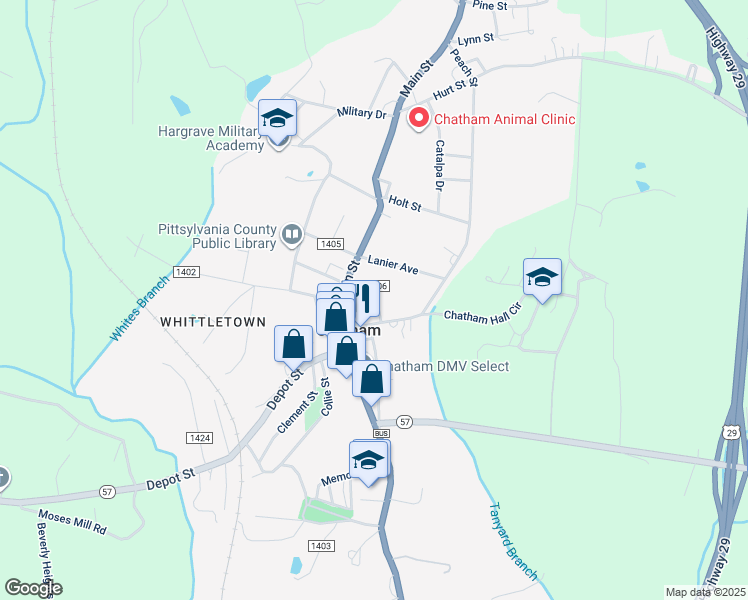 map of restaurants, bars, coffee shops, grocery stores, and more near 51 Main Street in Chatham