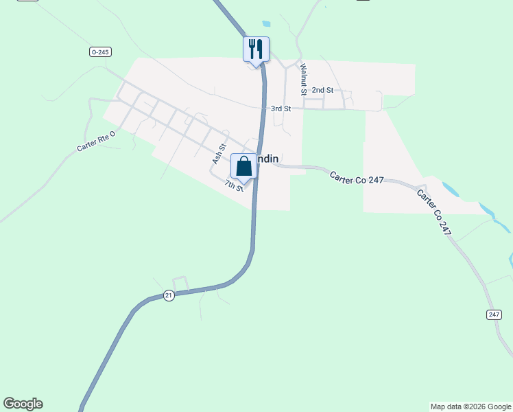 map of restaurants, bars, coffee shops, grocery stores, and more near Cherry Street in Grandin