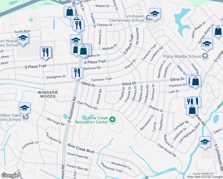 map of restaurants, bars, coffee shops, grocery stores, and more near 3417 Rainey Road in Virginia Beach