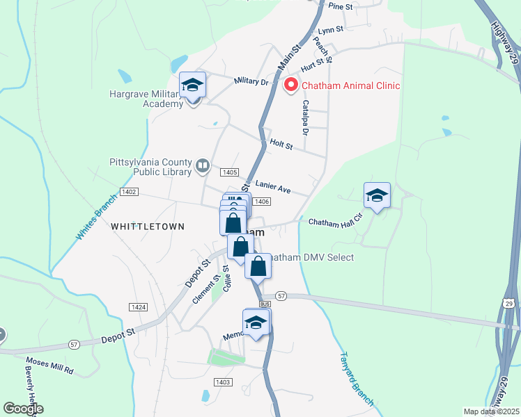 map of restaurants, bars, coffee shops, grocery stores, and more near 51 Main Street in Chatham