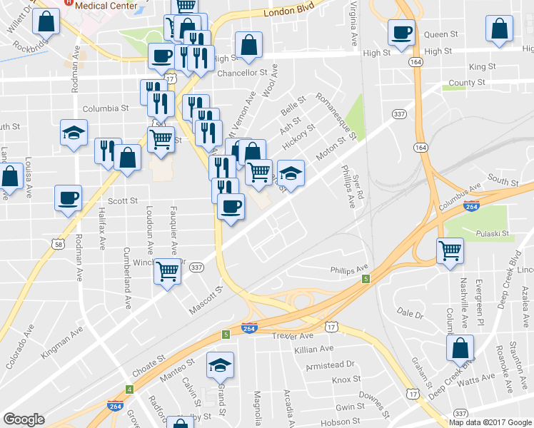 map of restaurants, bars, coffee shops, grocery stores, and more near 2913 Turnpike Road in Portsmouth