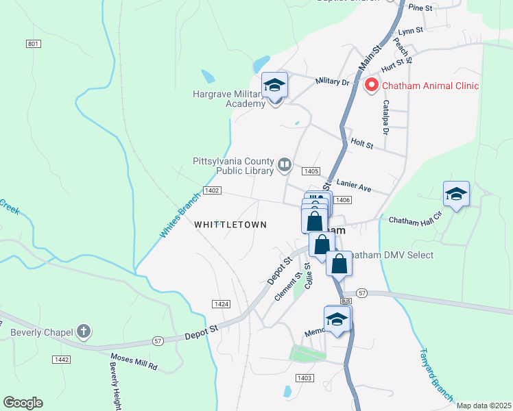 map of restaurants, bars, coffee shops, grocery stores, and more near 205A Whittle Street in Chatham