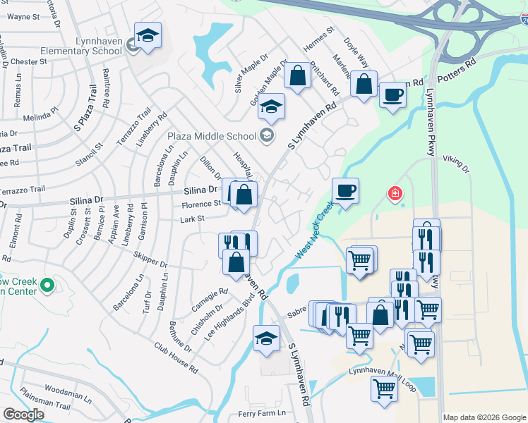 map of restaurants, bars, coffee shops, grocery stores, and more near 633 Rivers Reach in Virginia Beach