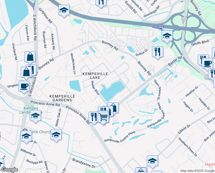 map of restaurants, bars, coffee shops, grocery stores, and more near 4751 Eldon Court in Virginia Beach
