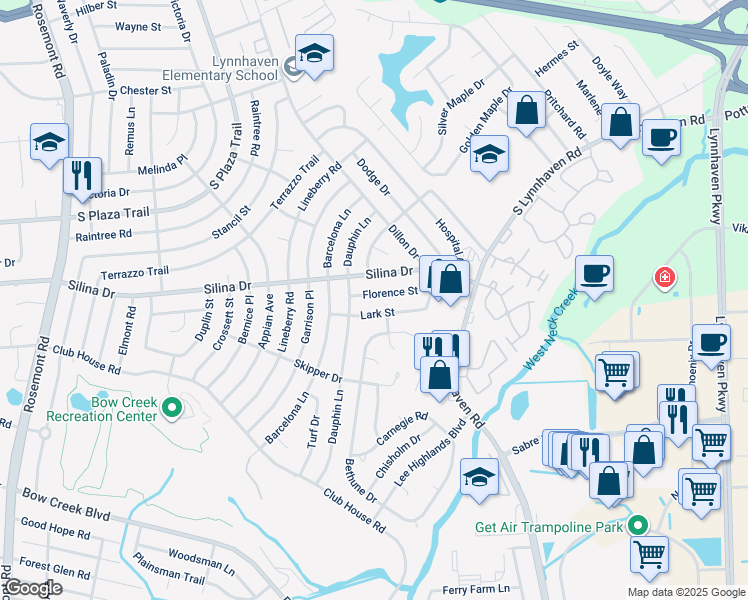 map of restaurants, bars, coffee shops, grocery stores, and more near 3233 Florence Street in Virginia Beach