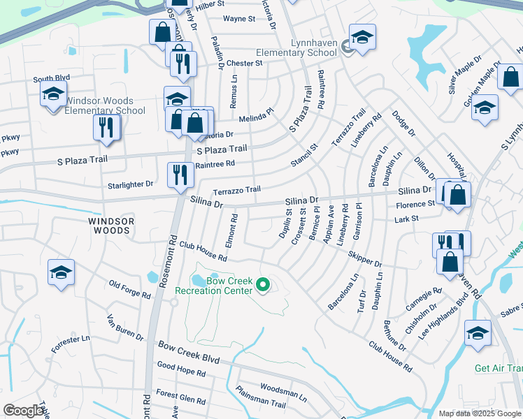 map of restaurants, bars, coffee shops, grocery stores, and more near 3417 Rainey Road in Virginia Beach