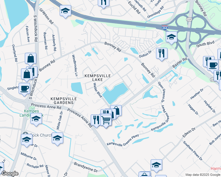 map of restaurants, bars, coffee shops, grocery stores, and more near 4751 Eldon Court in Virginia Beach