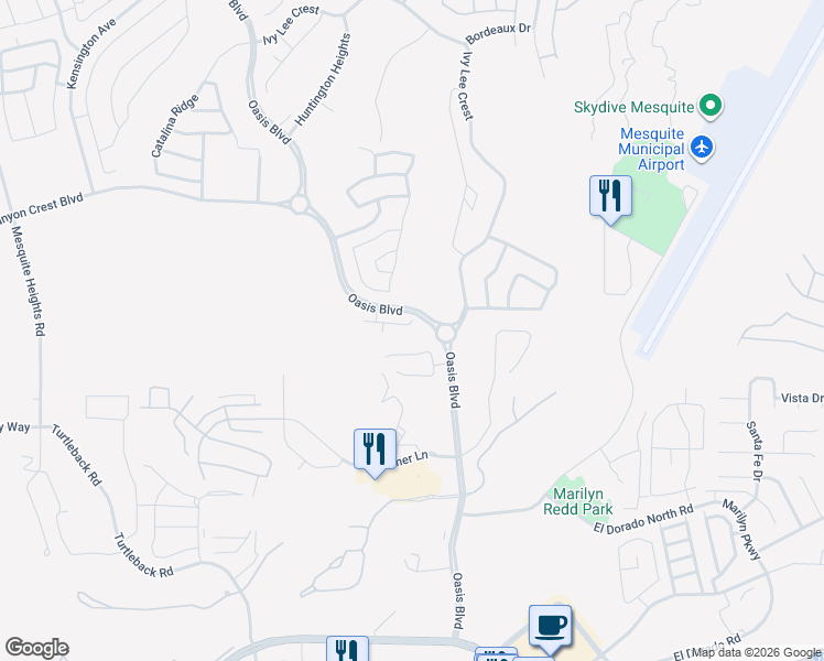 map of restaurants, bars, coffee shops, grocery stores, and more near 118 Stanley Cove in Mesquite