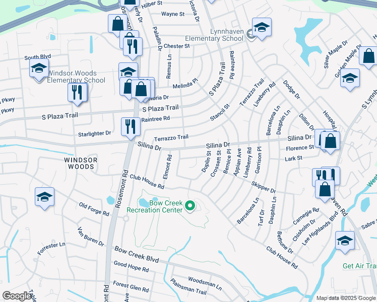 map of restaurants, bars, coffee shops, grocery stores, and more near 3417 Rainey Road in Virginia Beach