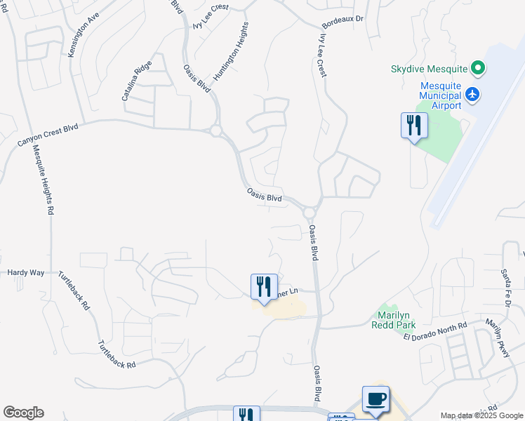 map of restaurants, bars, coffee shops, grocery stores, and more near 184 Stanley Cove in Mesquite
