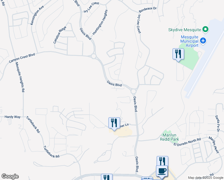 map of restaurants, bars, coffee shops, grocery stores, and more near 190 Stanley Cove in Mesquite