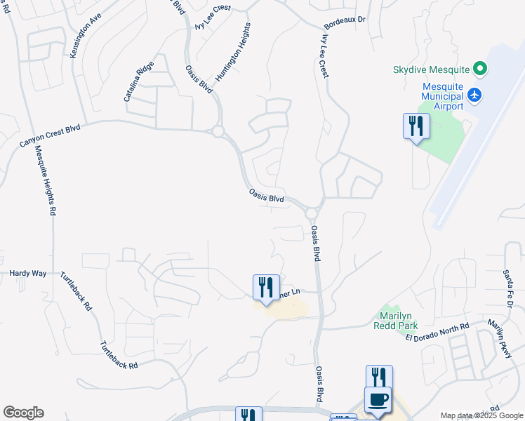 map of restaurants, bars, coffee shops, grocery stores, and more near 190 Stanley Cove in Mesquite