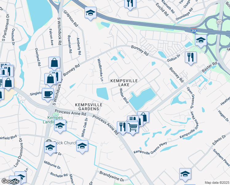 map of restaurants, bars, coffee shops, grocery stores, and more near 4818 Marlwood Way in Virginia Beach