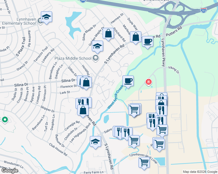 map of restaurants, bars, coffee shops, grocery stores, and more near 511 Rivers Reach in Virginia Beach