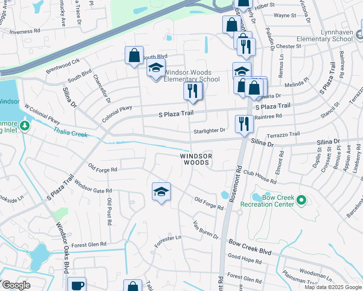 map of restaurants, bars, coffee shops, grocery stores, and more near 3729 Starlighter Drive in Virginia Beach