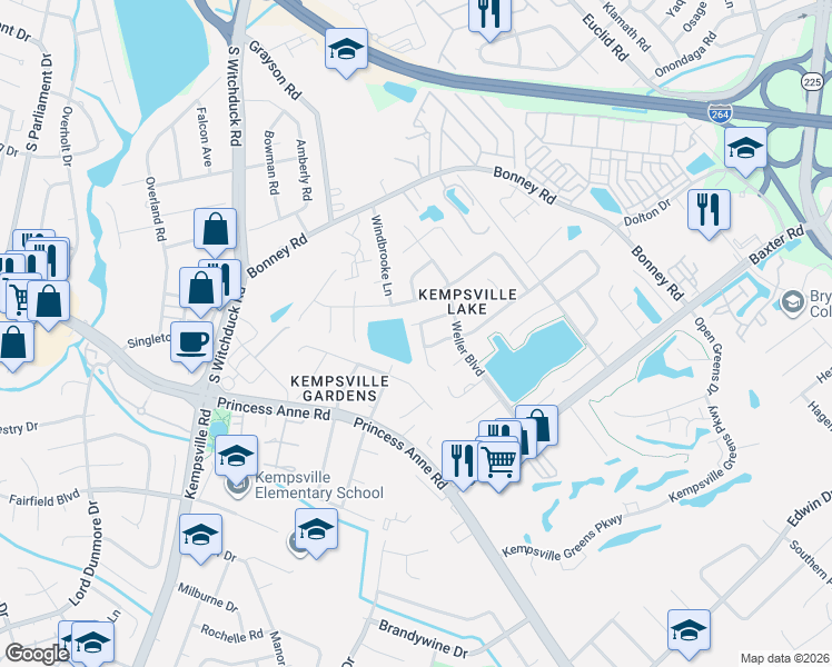 map of restaurants, bars, coffee shops, grocery stores, and more near 4845 Woods Edge Road in Virginia Beach