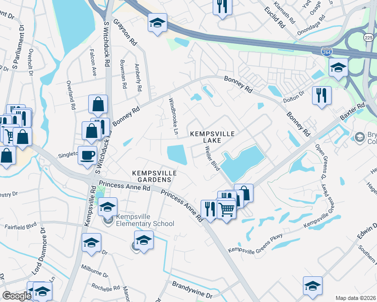 map of restaurants, bars, coffee shops, grocery stores, and more near 4845 Woods Edge Road in Virginia Beach