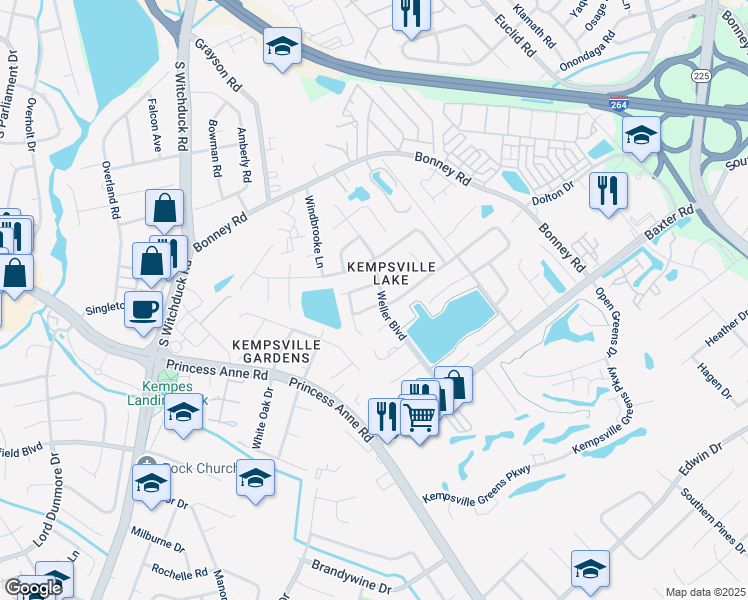 map of restaurants, bars, coffee shops, grocery stores, and more near 4804 Marlwood Way in Virginia Beach