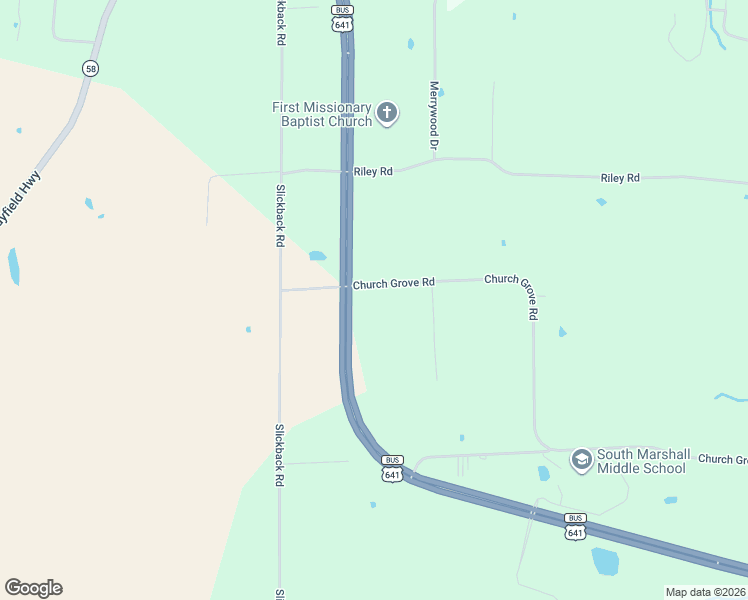 map of restaurants, bars, coffee shops, grocery stores, and more near 1577-1759 Church Grove Road in Benton
