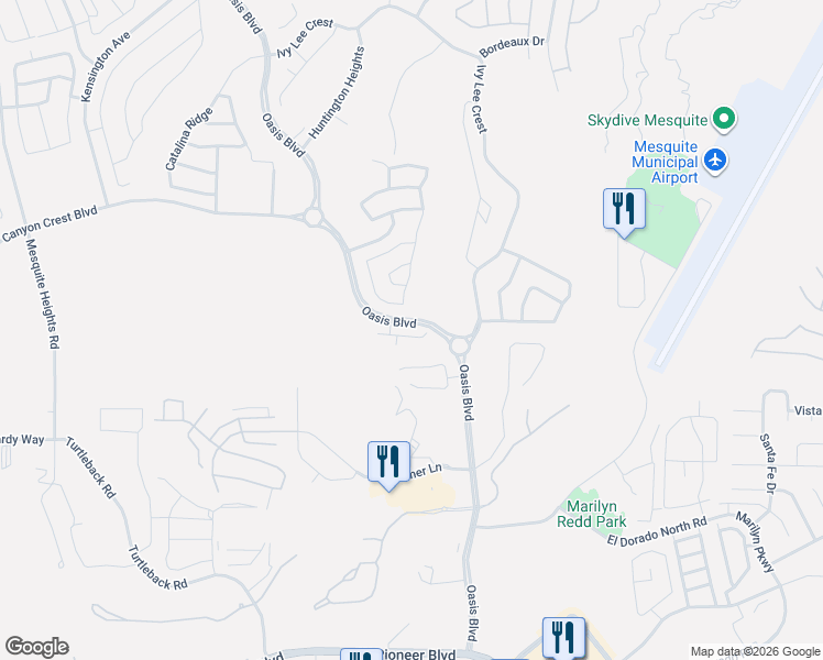map of restaurants, bars, coffee shops, grocery stores, and more near 139 Stanley Cove in Mesquite