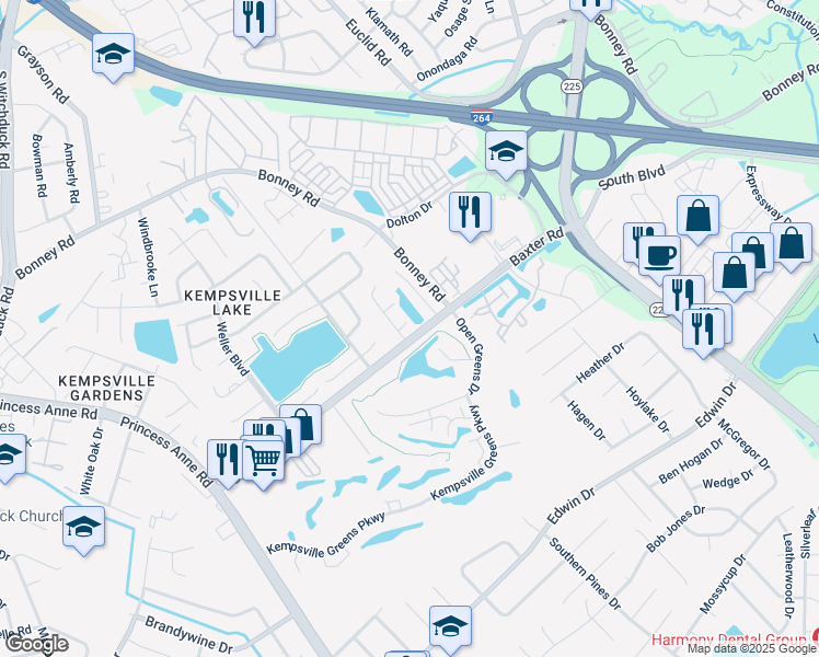 map of restaurants, bars, coffee shops, grocery stores, and more near 4709 Parvathi Court in Virginia Beach