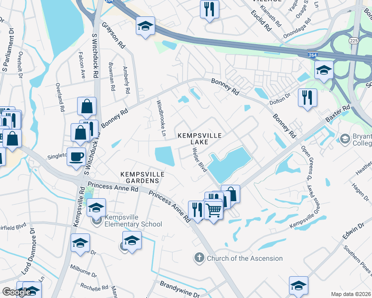 map of restaurants, bars, coffee shops, grocery stores, and more near 4812 Ashbury Lane in Virginia Beach