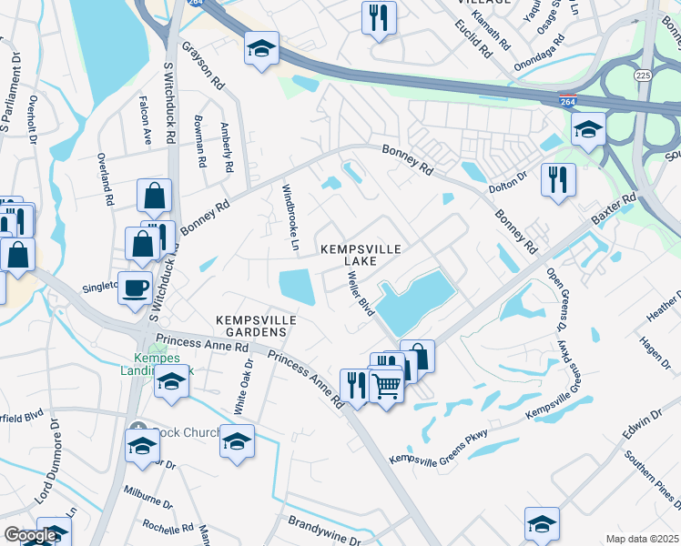 map of restaurants, bars, coffee shops, grocery stores, and more near 4812 Ashbury Lane in Virginia Beach