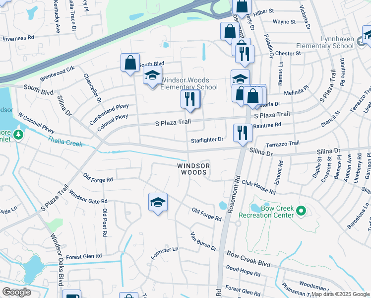 map of restaurants, bars, coffee shops, grocery stores, and more near 3729 Starlighter Drive in Virginia Beach