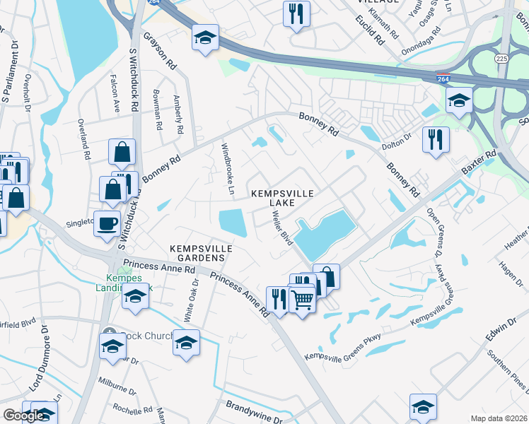 map of restaurants, bars, coffee shops, grocery stores, and more near 4812 Ashbury Lane in Virginia Beach