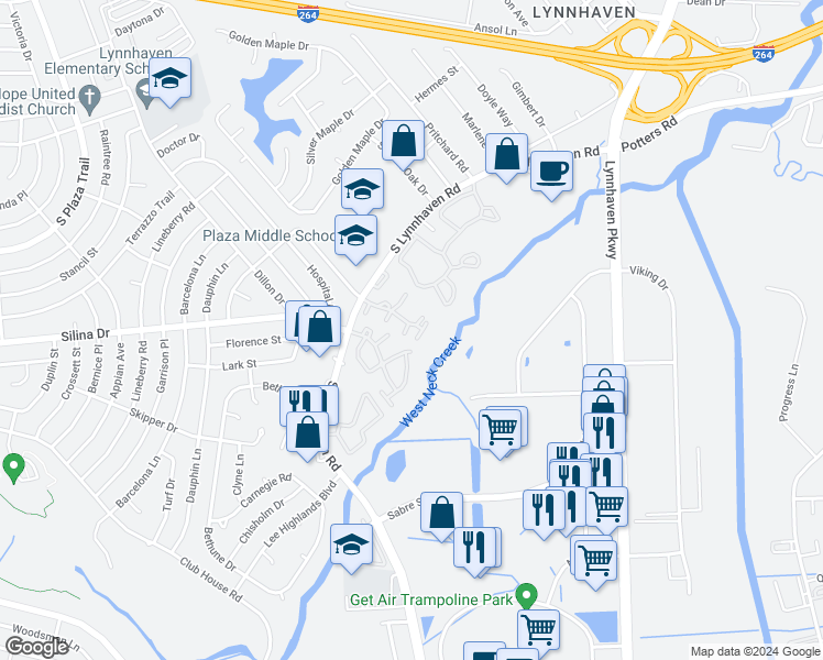 map of restaurants, bars, coffee shops, grocery stores, and more near 413 Turnbridge Close in Virginia Beach