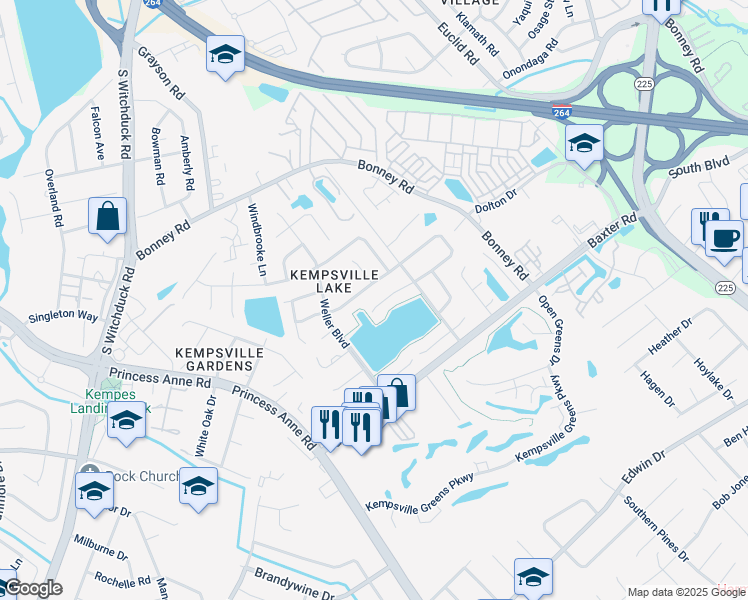 map of restaurants, bars, coffee shops, grocery stores, and more near 4742 Eldon Court in Virginia Beach