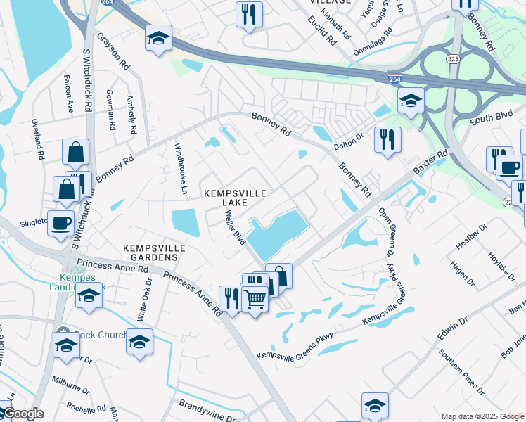 map of restaurants, bars, coffee shops, grocery stores, and more near 4742 Eldon Court in Virginia Beach
