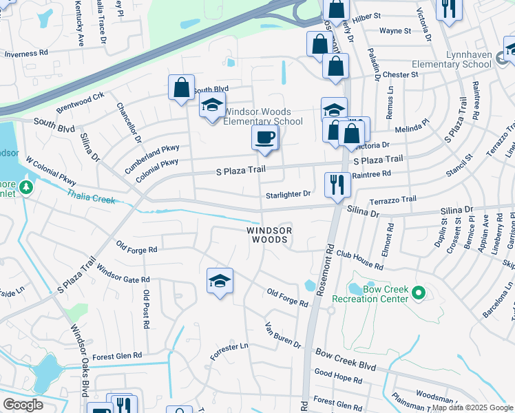 map of restaurants, bars, coffee shops, grocery stores, and more near 3729 Starlighter Drive in Virginia Beach