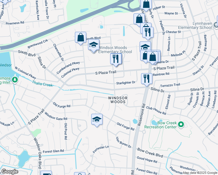 map of restaurants, bars, coffee shops, grocery stores, and more near 3736 Silina Drive in Virginia Beach
