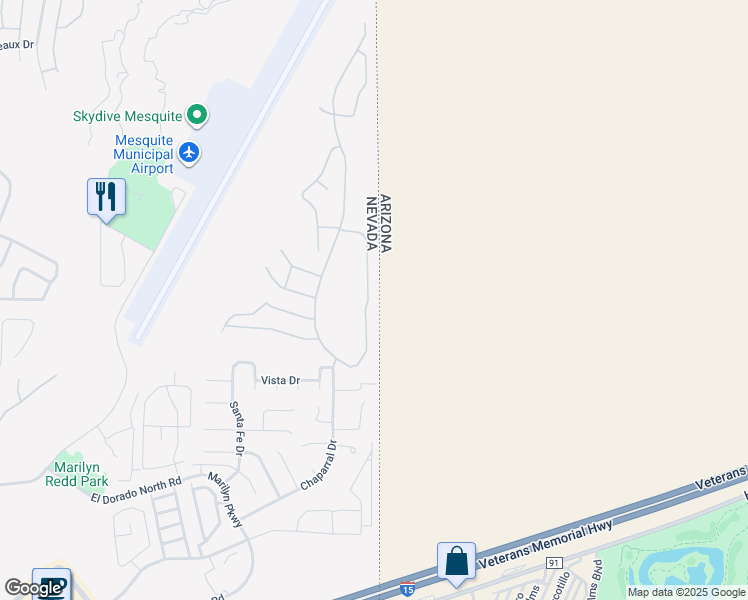map of restaurants, bars, coffee shops, grocery stores, and more near 1133 Mohave Drive in Mesquite