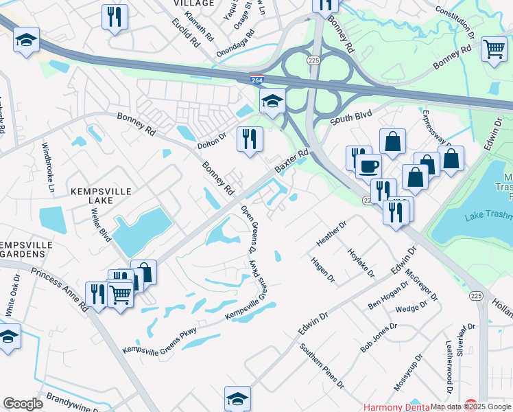 map of restaurants, bars, coffee shops, grocery stores, and more near 4717 Teal Duck Court in Virginia Beach