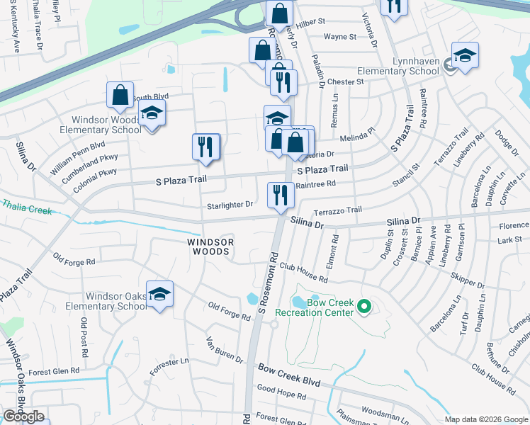 map of restaurants, bars, coffee shops, grocery stores, and more near 3612 Silina Drive in Virginia Beach