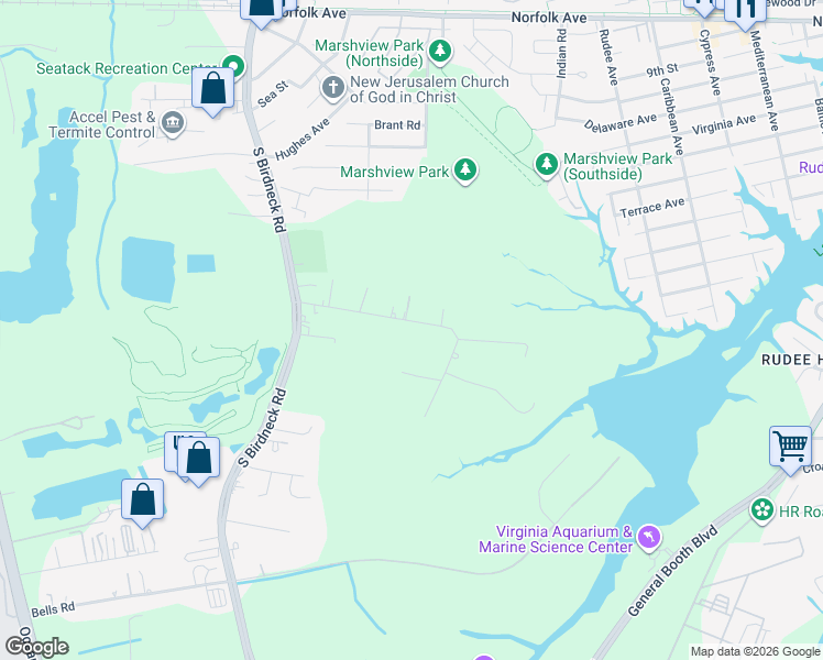 map of restaurants, bars, coffee shops, grocery stores, and more near 1029 Owl's Creek Lane in Virginia Beach