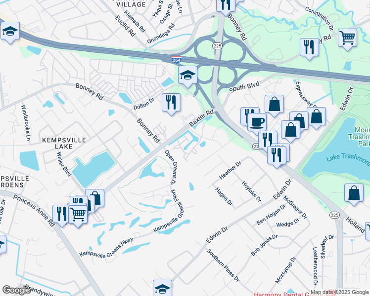 map of restaurants, bars, coffee shops, grocery stores, and more near 4715 Red Duck Court in Virginia Beach