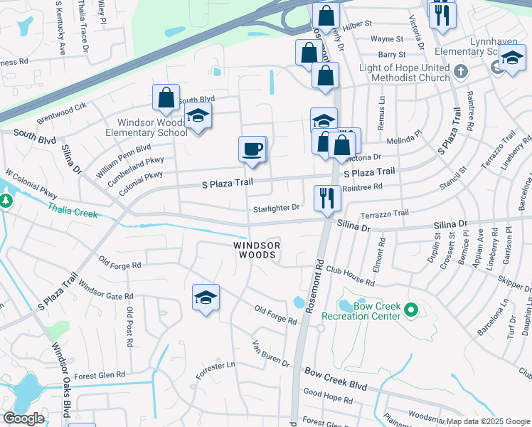 map of restaurants, bars, coffee shops, grocery stores, and more near 3713 Starlighter Drive in Virginia Beach