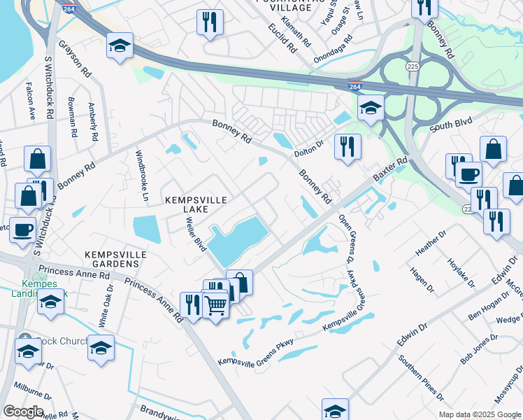 map of restaurants, bars, coffee shops, grocery stores, and more near 4705 Eldon Court in Virginia Beach