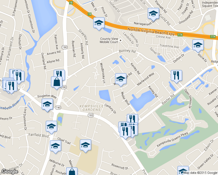 map of restaurants, bars, coffee shops, grocery stores, and more near 4837 Woods Edge Road in Virginia Beach
