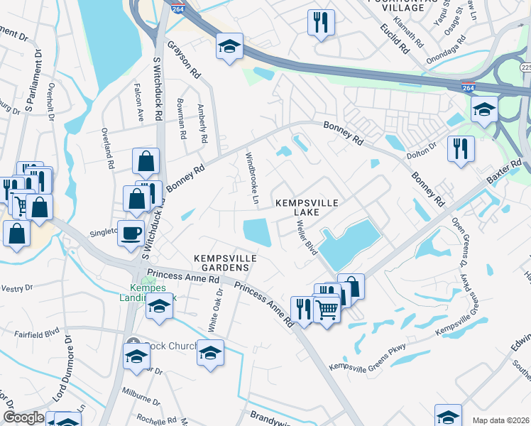 map of restaurants, bars, coffee shops, grocery stores, and more near 4845 Woods Edge Road in Virginia Beach