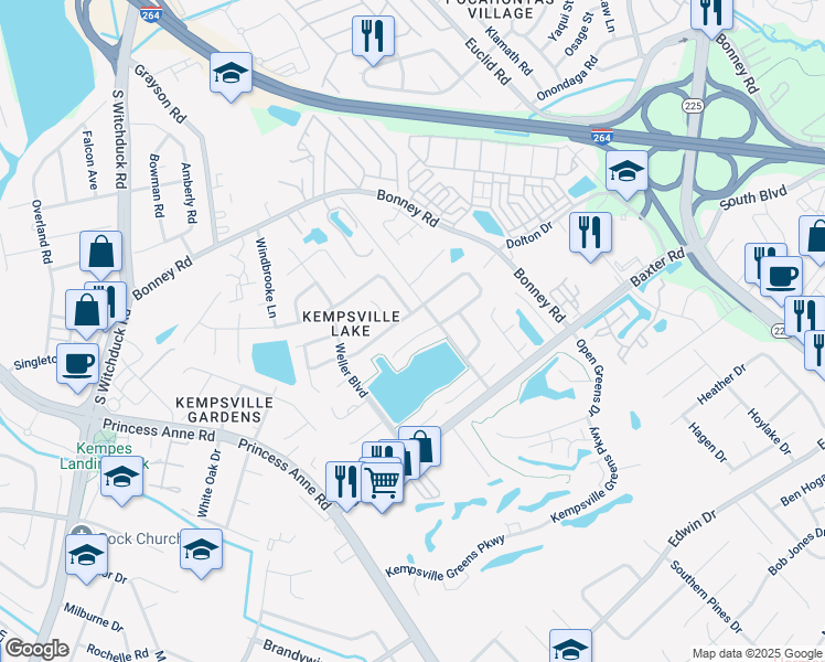 map of restaurants, bars, coffee shops, grocery stores, and more near 4720 Eldon Court in Virginia Beach