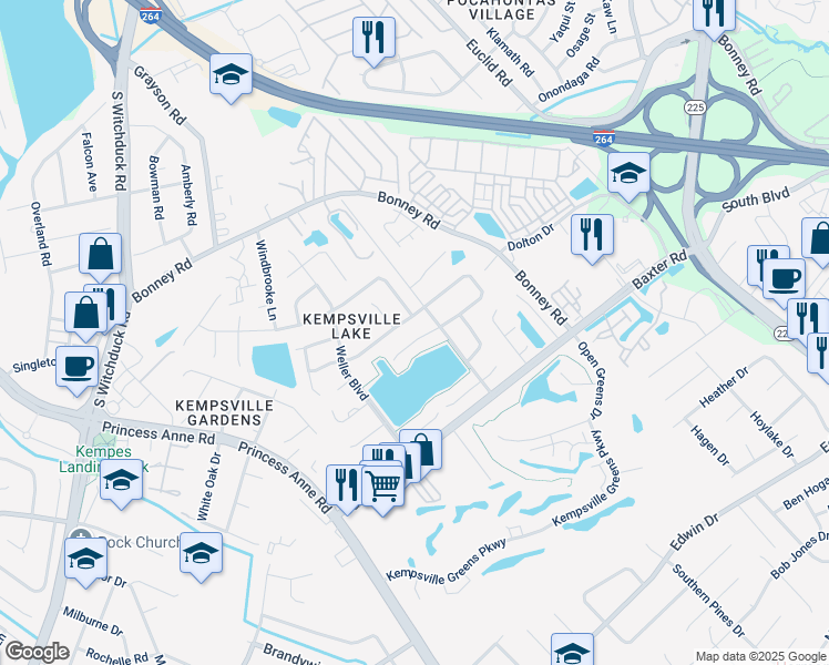 map of restaurants, bars, coffee shops, grocery stores, and more near 4720 Eldon Court in Virginia Beach