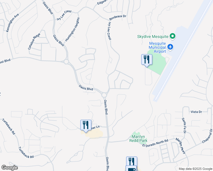 map of restaurants, bars, coffee shops, grocery stores, and more near 1132 Ivy Lee Crest in Mesquite