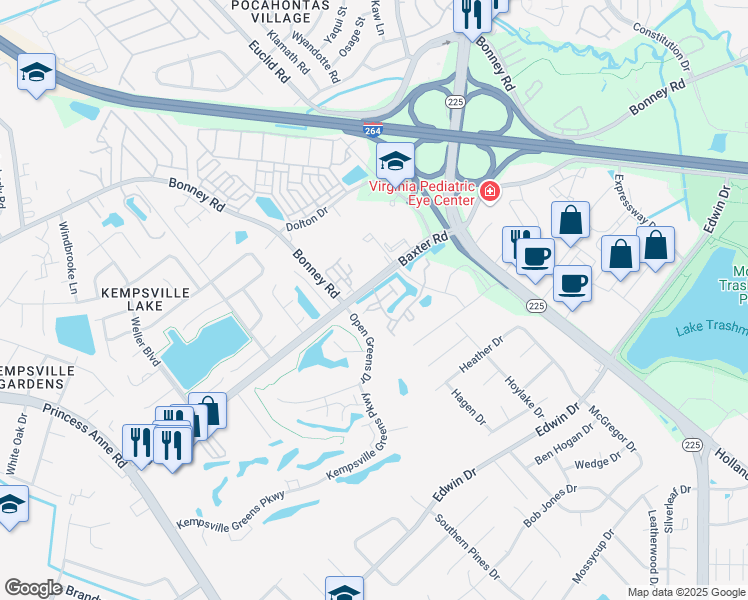 map of restaurants, bars, coffee shops, grocery stores, and more near 4712 Teal Duck Court in Virginia Beach